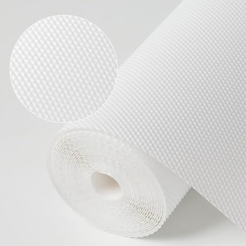 Image of Crasts Multipurpose Super Strong EVA Anti-Slip Kitchen Mats for Cupboard | Washable Shelf Liners for Kitchen Shelves, Cabinet Placemats (White, 45W x 300L cm (3L m))