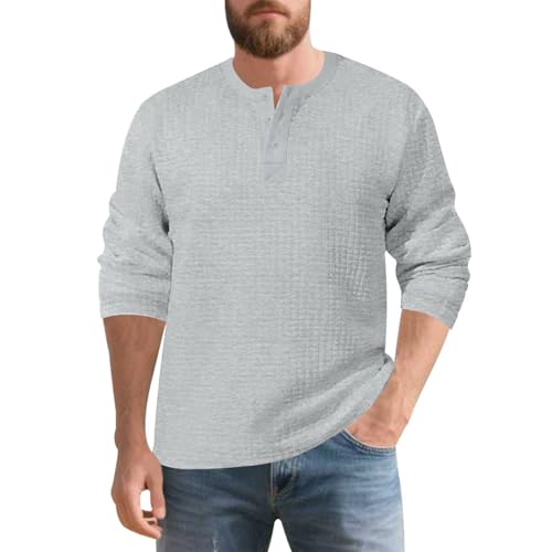 Camiseta Manga Larga Hombre Camiseta Hombre Suave al Tacto Térmica Jacquard Gruesa A Cuadros Pequeños Ajuste Relajado Ideal como Ropa Interior Térmica Otoño Invierno