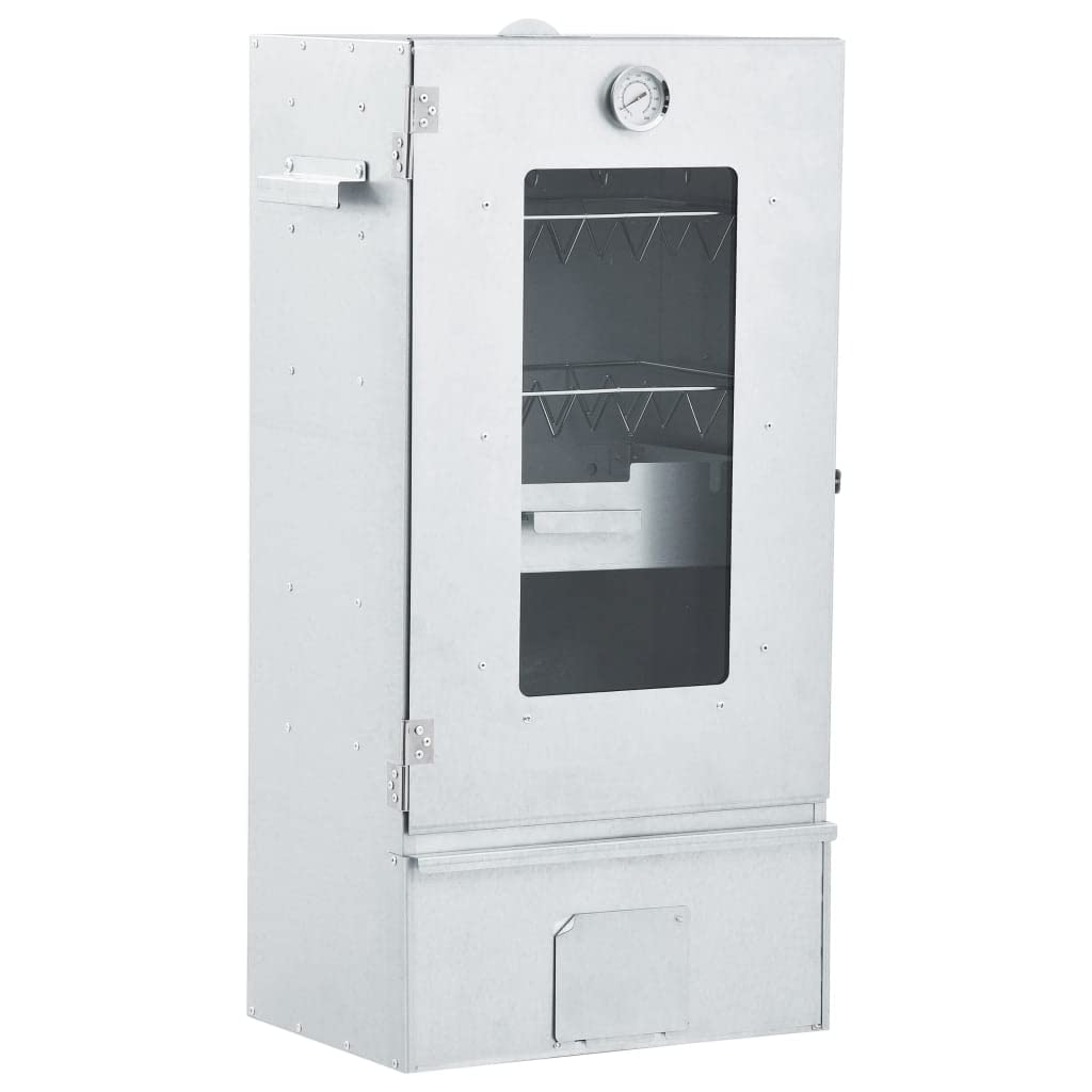 Horno para ahumar con generador de humo frío, acero galvanizado, para carne, pescado, salchichas, balcón, terraza, jardín, camping, con termómetro y ventana de cristal
