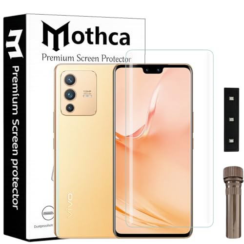 Image of Mothca Curved UV Tempered Glass Screen Protector for Vivo V23 Pro | Transparent | Pack of 1 | Full Screen Coverage with UV Installation Kit