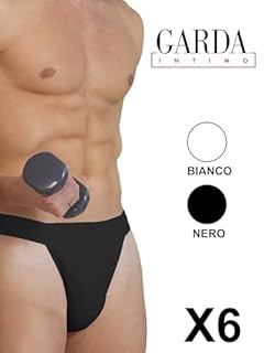 GARDA - 6 Slip Tanga Uomo 100% Filo di Scozia Art.0950 (Nero, 4/M)