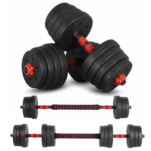 Adjustable Dumbbell Set, Barbell Set 3-in-1 in 10kg 15kg 20kg, Cement Weights Dumbbell Set with Steel/Rubber, Home Gym Exercise & Fitness Equipment for Weightlifting and Strength Training