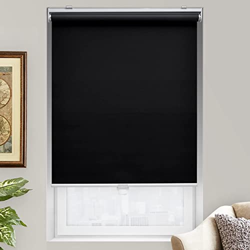 Image of AOSKY Blackout Cordless Roller Shade for Indoor Windows, 18 inchW x 72 inchH, Black