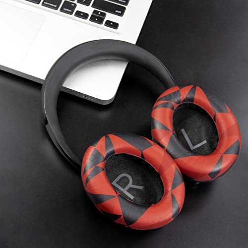 Image of SOULWIT Protein Leather Replacement Earpads for Bose 700 (NC700) Wireless Headphones, Ear Pads Cushions with Softer Protein Leather, High-Density Noise Cancelling Foam, Added Thickness - Red Storm