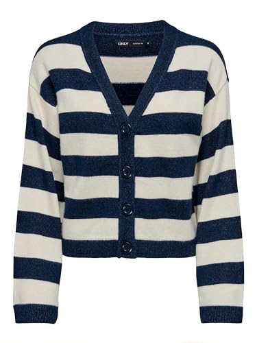ONLY Damen Onlkatia Ls Stripe V-Neck Cardi Cc KNT Strickjacke
