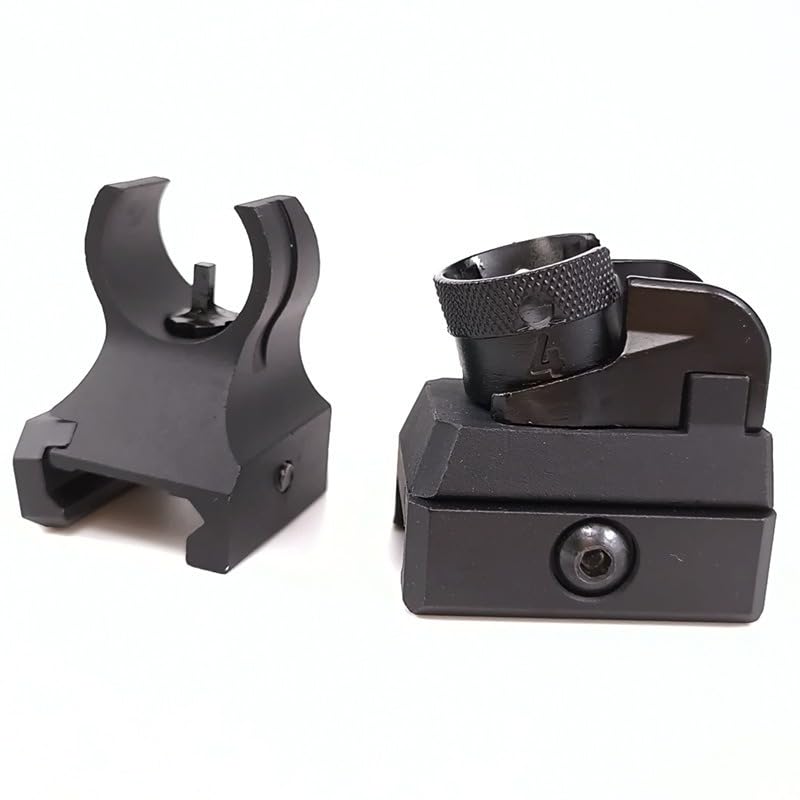 Low Iron Steel Front & Rear Sight Set Combo?Premium Optics Rapid Transition Backup Sights?Tactical Full Metal Style-Rotate Adjustable Diopter Flip-Up Fix Scopes?Fits for 20mm Picatinny Rail Mounting