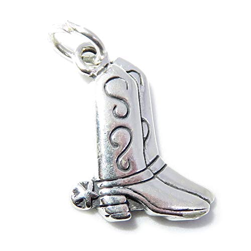 Bottes de cowboy Charm en argent sterling 2d en argent sterling X 1u00a0Vache Fille Charms Sslp4776