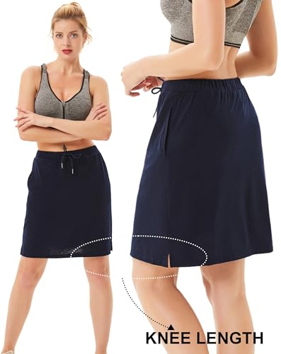 JACK SMITH Women's Sports Drawstring Waist Stretchy Knitting Athletic Mesh Shorts(S,Navy Blue) - Thumbnail 3