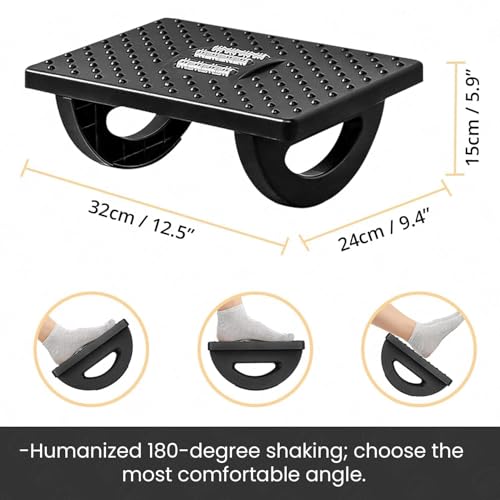 Image of Foot Rest for Under Desk at Work - Ergonomic Foot Stools for Under Office Desk - Rocking Footrest with Roller Massager - Leg Rest for Chair, Computer Gaming - Promote Leg Circulation.