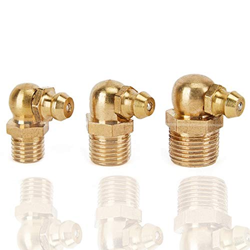 Image of M6 x 1mm Metric Thread 90 Degree Angled Brass Hydraulic Zerk Grease Nipple Fitting,PACK OF 10