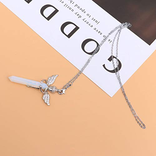 Colar Healifty Girl Angel Hexagonal com pingente de cristal natural colar de cura imitação de pedra
