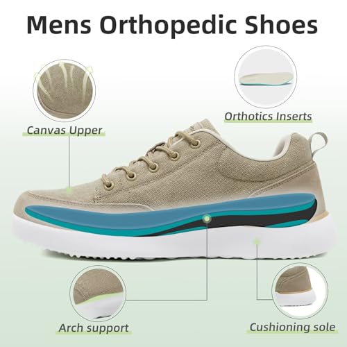 OrthoComfoot Men's Orthopedic Arch Support Walking Shoes: Comfortable Cushioned Plantar Fasciitis Relief Shoes, Breathable Orthotic Fashion Sneakers for Foot and Heel Pain3