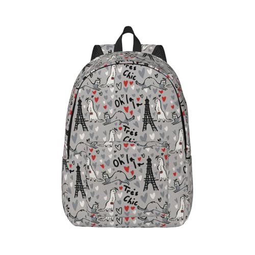 LJABCVNN Mochila de lona con estampado de hurones para el trabajo, ligera, con compartimento para laptop, correas ajustables, Negro, M