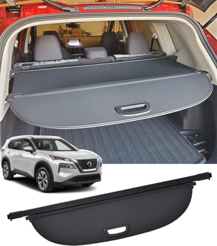 Vesul Retractable Cargo Cover Compatible with Nissan Rogue 2021-2026 (not for PHEV) Security Shade Rear Trunk Shield Tonneau Cover Anti-Peeping Luggage Privacy Screen Black