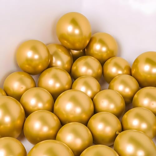 Image of Balloons for Birthday Decoration Kit Chrome Metallic Gold 20 pcs Latex Glossy Finish Party Balloon for Wedding, Anniversary Celebration 10 Inch Helium & Air Supported