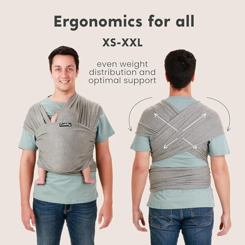 Image of Cuddlebug Baby Wrap Carrier for Newborn (7-35 lbs) - Soft Stretchy, Breathable Infant Baby Carrier Wrap - Hip Healthy Baby Sling Wrap for Hands Free Baby Wearing, Cotton Blend (Gray)