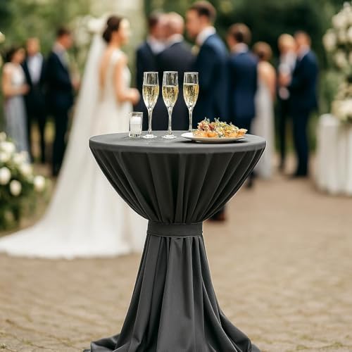 Housse mange-debout noir Ø 80-100 cm Milano pour masquer une table usée - 4