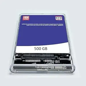 CARE CASE Transparent Portable External Hard Disk Drive - 500 GB - 1 Year Warranty - USB 3.0 for PC Laptop Windows Mac Xbox PlayStation Router Nintendo (500 GB)