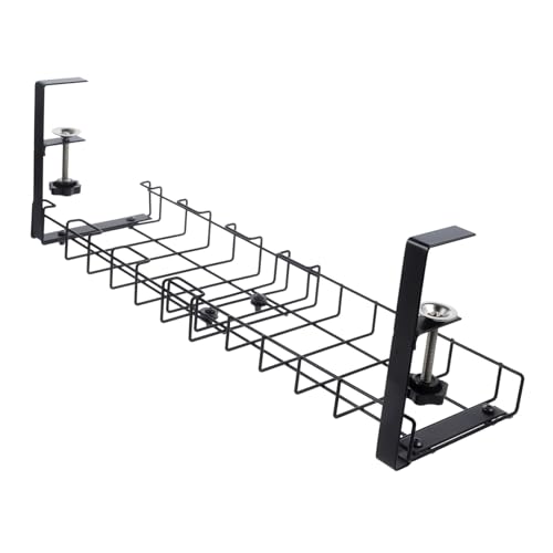 Under Desk Cable Management Rack Durable Cord Organizer with Screw for Easy Installation for Home Office and Tidy Workspace Black