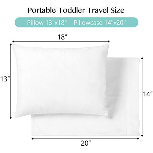 Tillyou Toddler Bed Pillow With Pillowcase, Ergonomic Cotton Baby Pillow For Sleeping,Kids Travel Pillow With Case, 13”X18”, White #TOP3