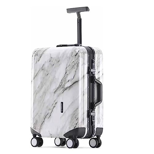Suitcase with Wheels, Carry-on Suitcase with Large Capacity, Adjustable Trolley Suitcase, Anti-Fall Code Lock,White-55 * 38 * 23.5CM (White 65.5 * 44.5*CM)