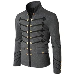 Vintage Heren Gothic Steampunk Militaire Parade Jas Slim Fit Tuniek Rock Zwart Leger Jas Lange Mouw Heren Plus Size Jassen