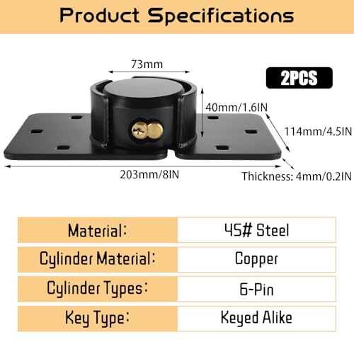 Image of 2 Packs Heavy Duty Puck Lock Keyed Alike, 73mm High Security Hidden Shackle Padlock with Hasp, Solid Steel Puck Lock Latches for Container, Garage Shed Trailer Truck, Black