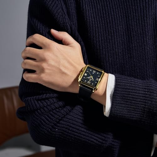Image of London Fog Mayfair Collection Analog Watch for Men with Square Dial, Crystal Hour Accents, Date Display, Quartz Movement and Leather Strap - LFM10004