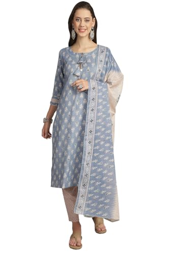 Image of Rajnandini Women's Cotton Foil Print Kurta Set with Dupatta (JOPLST230-31-38-P)