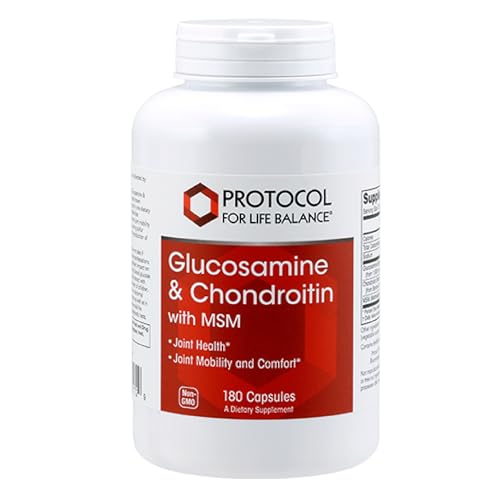 Protocol Glucosamine & Chondroitin with MSM - Joint Support* - Chondroitin MSM Supplement - Non-GMO & Dairy Free - 180 Veg Caps