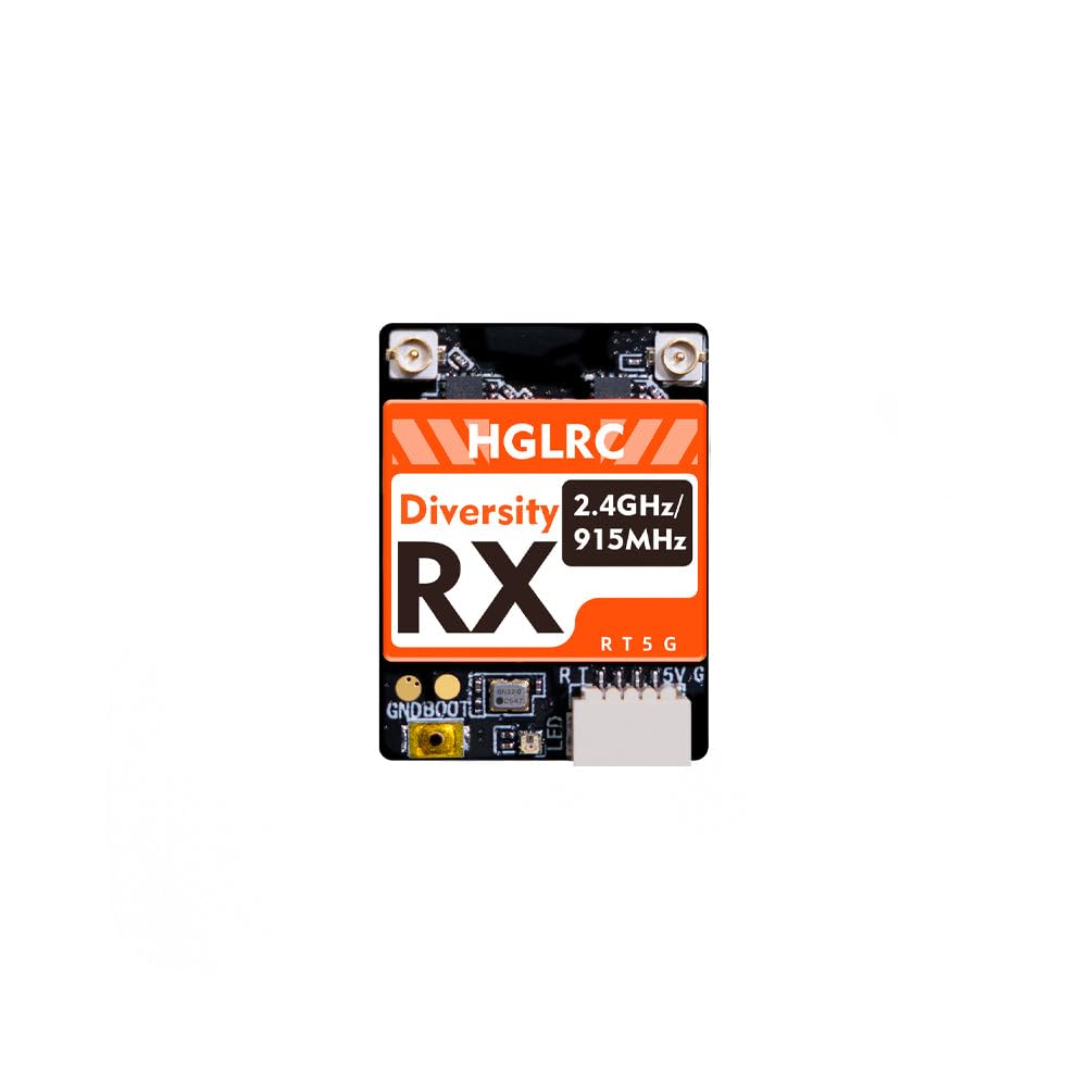 HGLRC ELRS - Ricevitore Dual Band 915 MHz e 2,4 GHz con chip LR1121, doppia antenna, modalità gemelli e diversità, per droni FPV (ricevitore a doppia banda con doppia antenna)