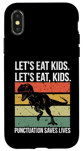 Funny Let's Eat Kids Punctuation Saves Lives Grammar �X�}�z�P�[�X iPhone X/XS �p