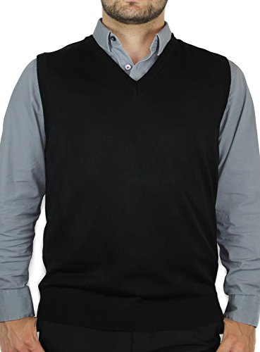 Blue Ocean Solid Color Sweater Vest-Medium Black