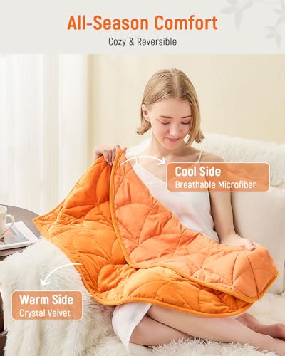 Pawque Weighted Lap Blanket 5lbs, Cozy Soft Small Portable Weighted Blankets for Adults, Weighted Lap Pad for Relaxation, Sleeping, Travel, All-Season Use & Machine Washable, Bright Orange, 30" x 40" - Image 6