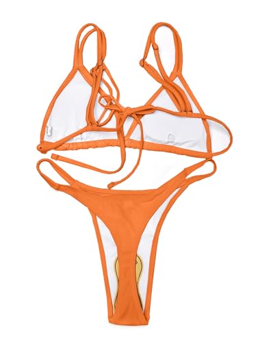 Image of Women's Sexy Thong Bottom Two Piece Bikini Double Shoulder Straps Cute Swimsuit Triangle Bathing Suit