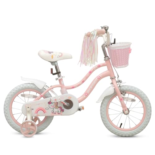 Image of Princess Style Girls Bike with Basket for 2-13 Years Old Kids and Toddlers, 12 14 16 18 Inch Bicycle for Children with Training Wheels and Streamers, 20 Inch with Kickstand, Multiple Colors