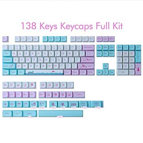 Tsungup Keycaps PBT Custom Keycaps 138 keys XDA Keycaps Dye-sublimation process White Keycaps Compatible with Cherry MX Switches for ANSI Layout Mechanical Keyboards - Image 2
