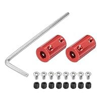 QUARKZMAN Wellenkupplung 6.1mm bis 6mm Bohrungsstarrkupplung 25mm Länge 14mm Durchmesser Aluminiumlegierung Rot 2 Stück, mit 2 Stück Kupplung, 1 Stück Schraubenschlüssel, 16 Stück Schrauben