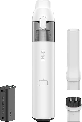 LiTHELi Aspiradora de mano inalámbrica, potencia de succión de 10000 Pa con batería recargable en U, ultra ligera, mini aspiradora de coche
