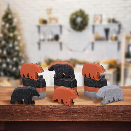 Image of Tioncy 12 Pack Rustic Bear Kitchen Sponges Bulk 4 Colors Cute Dual Sided Scrubber Brown Black Bear Sponges Reuseble Dishwashing Kitchen Cleaning Accessories for Cookware Pot Boiler Pan Household