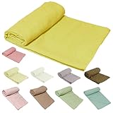 ヨガ タオル ラグ ホットヨガ 滑り止め 軽量 収納ケース付き ホットヨガ エクササイズ マット 大判 かわいい おしゃれ 吸収 速乾 汚れ防止 清潔 (レモンイエロー)