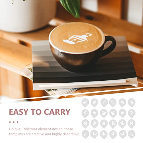 HEMOTON 24Pcs Plantillas de Café de Navidad DIY Coffee Cookie Postre Templeadas Cappuccino Latte Impresión Modelos… - Imagen 4