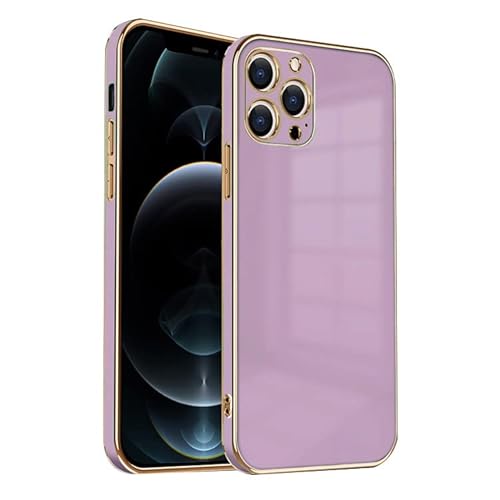 ZNX\ZENIX iPhone12 Pro ケース TPU おしゃれ バンパー型 ケース ストラップホール かわいい くすみカラー ゴールド 大人 ZX-milky2 (iPhone12 Pro (6.1), パープル)