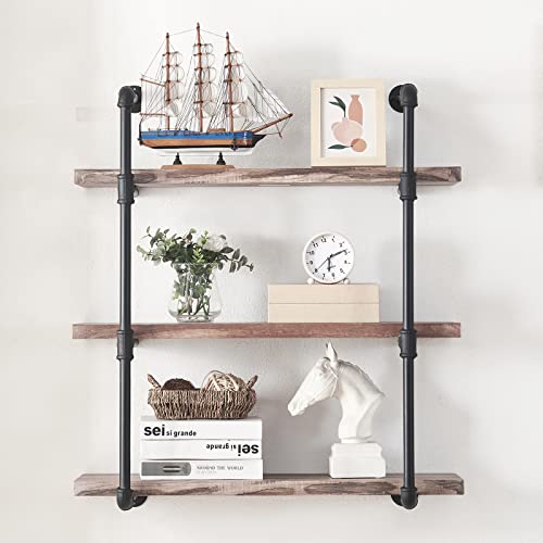 HOMISSUE Estante industrial de tubería de 31.5 pulgadas, muebles de estantería de metal de 3 estantes, marrón retro Cover