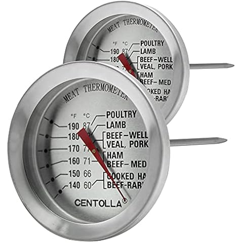 Meat Thermometer Oven Safe, 2 Pieces Dishwasher Safe Meat Thermometers for Cooking and Grilling, 2.12'' Stainless Steel Cooking Thermometer for Meat (No Battery Required) Cover