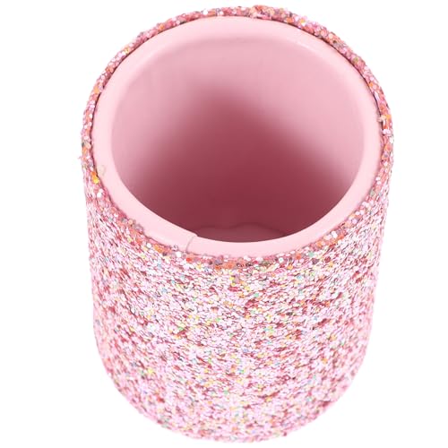 POPETPOP Estuche Organizador Para Brochas De Maquillaje Purpurina Rosa, Soporte Portátil Pequeño De Plástico Para Herramientas De Maquillaje, Adecuado Para Mujeres y Niñas Tocador