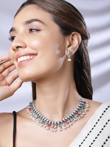 Image of Rubans Oxidised Necklace Set Jewellery Gift for Women & Girls
