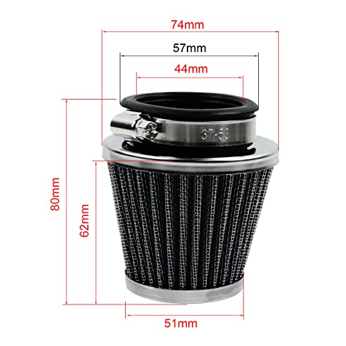 Image of FLYPIG 44mm Universal Double Layer Steel Air Filter for 110cc 125cc 150cc | for ATV Quad 4 Wheeler Go Kart Buggy Scooter Moped, for Honda CRF70 CRF90 XR70 XR90 Black