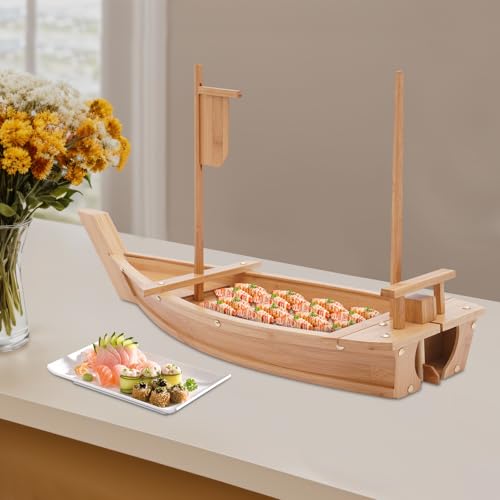 Bandeja de Sushi de Madera en forma de Barco 28 pulg miniatura 3