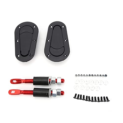 Hood Lock Pin Kit,Universal Racing Car Bonnet Plus Flush Hood Latch Pin Key without Lock Kit (Black)